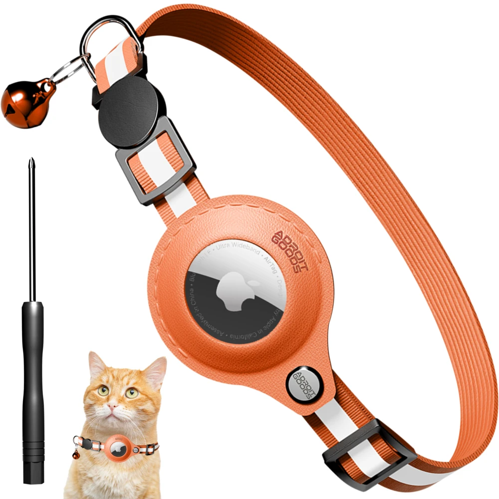 AdroitGoods Collier Airtag pour chat/chien - Orange - Traceur Gps pour  animaux de compagnie - Convient à Apple AirTag